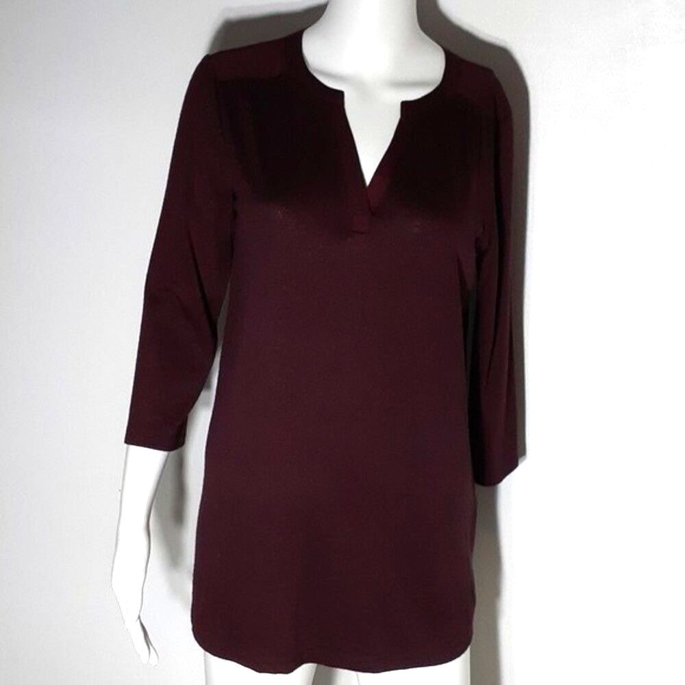 41 Hawthorn top s dark maroon wine red knit tunic top shirt classic career